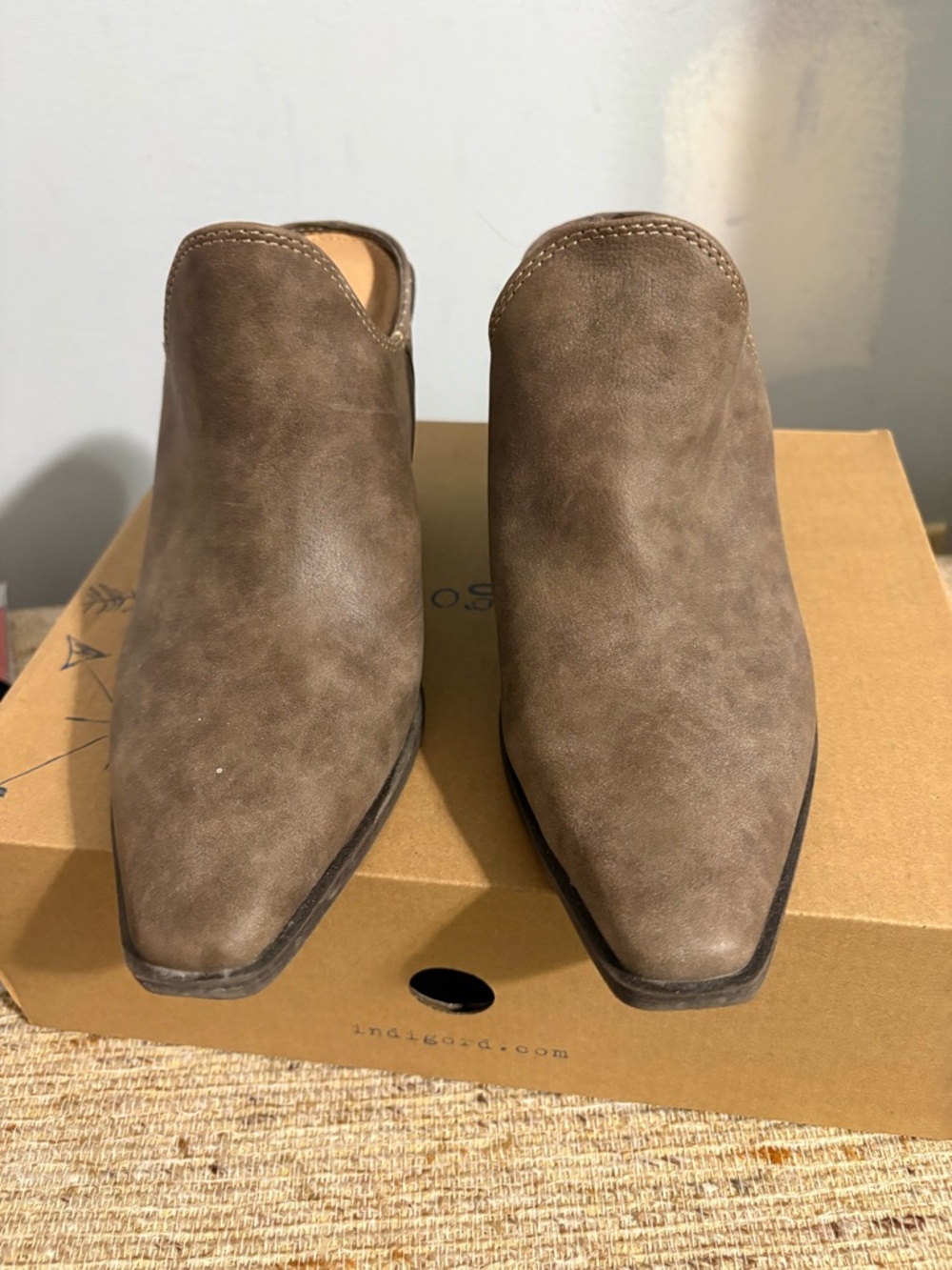 Indigo Taupe Pointed Toe Slip-On Mule